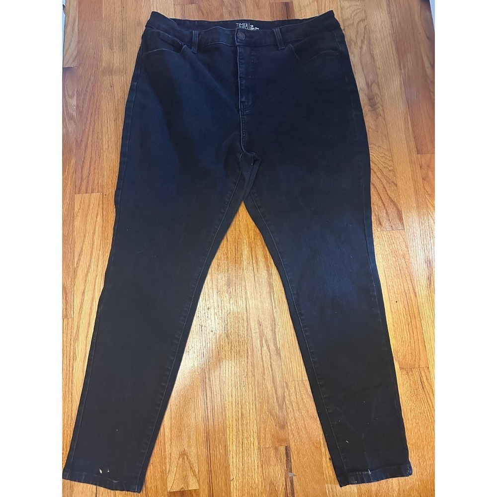 Time and Tru High Rise Skinny Jeans Womens 18 Black Denim Preppy Old Money GUC